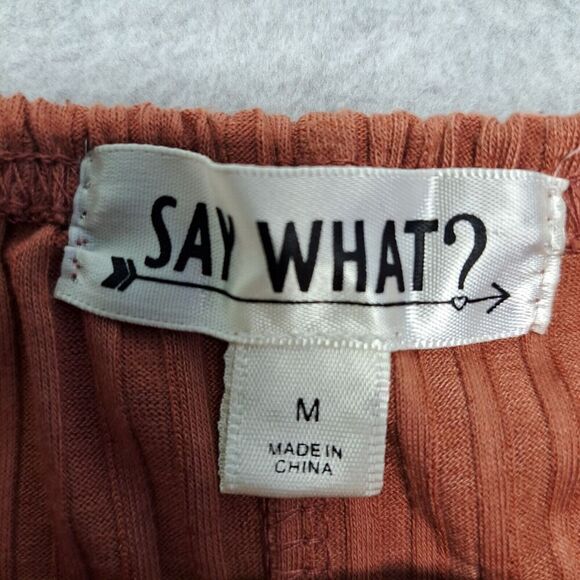 Say What? Bodycon Sweater Dress Womens M Orange Ribbed Long Sleeve Off Shoulder - Picture 8 of 9